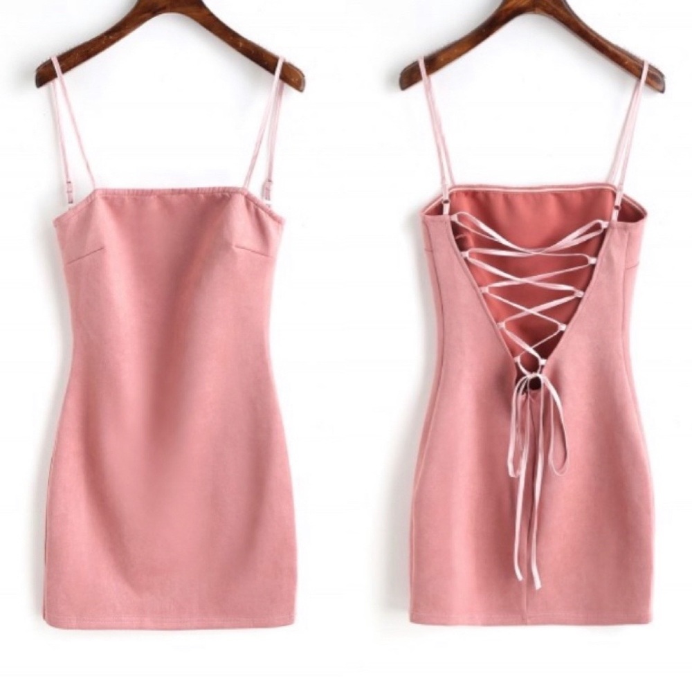 Zaful Pink Faux Suede Mini Dress